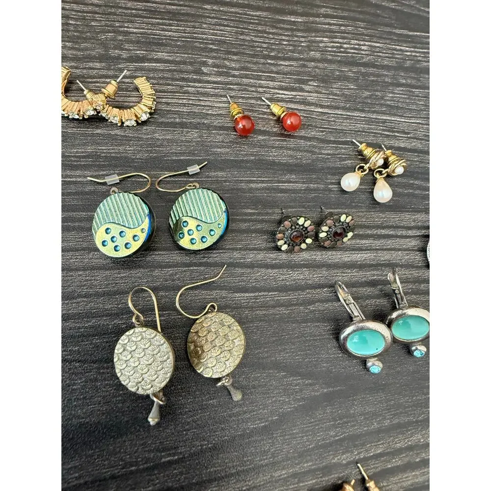 Vintage Various Gemstone Stud, Dangle, and Artisan Made Earring Bundle - Picture 4 of 5